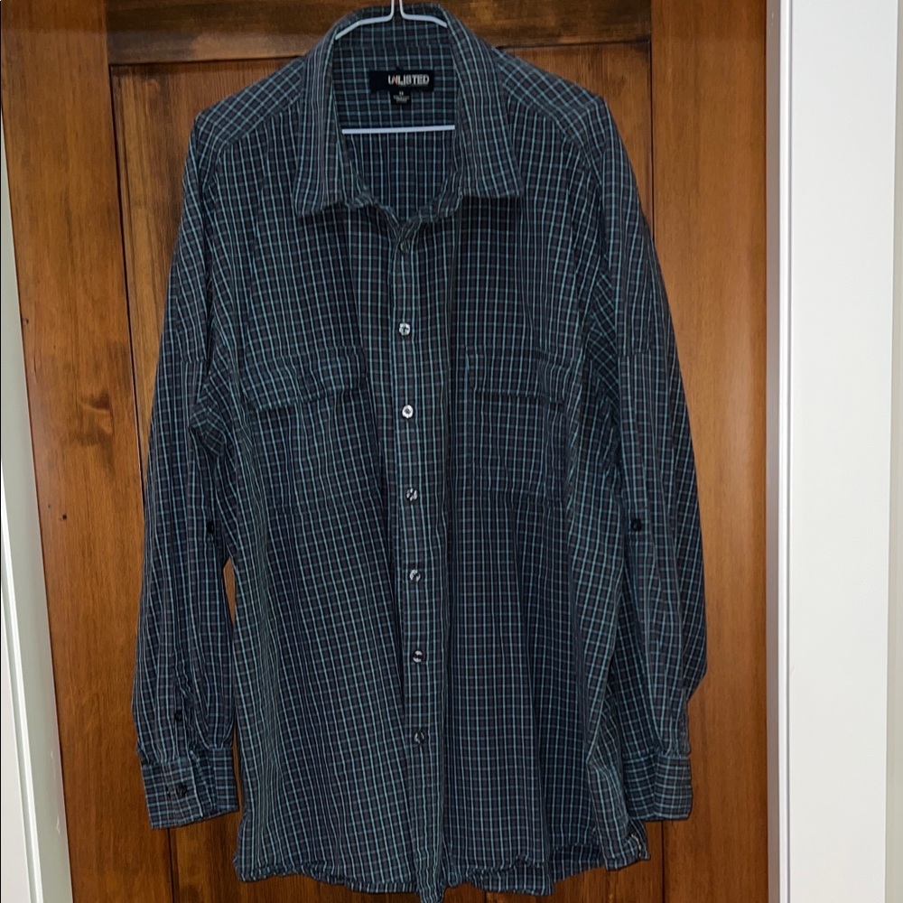 Unlisted Men's Casual Button Down Shirt - Black and Green Plaid
